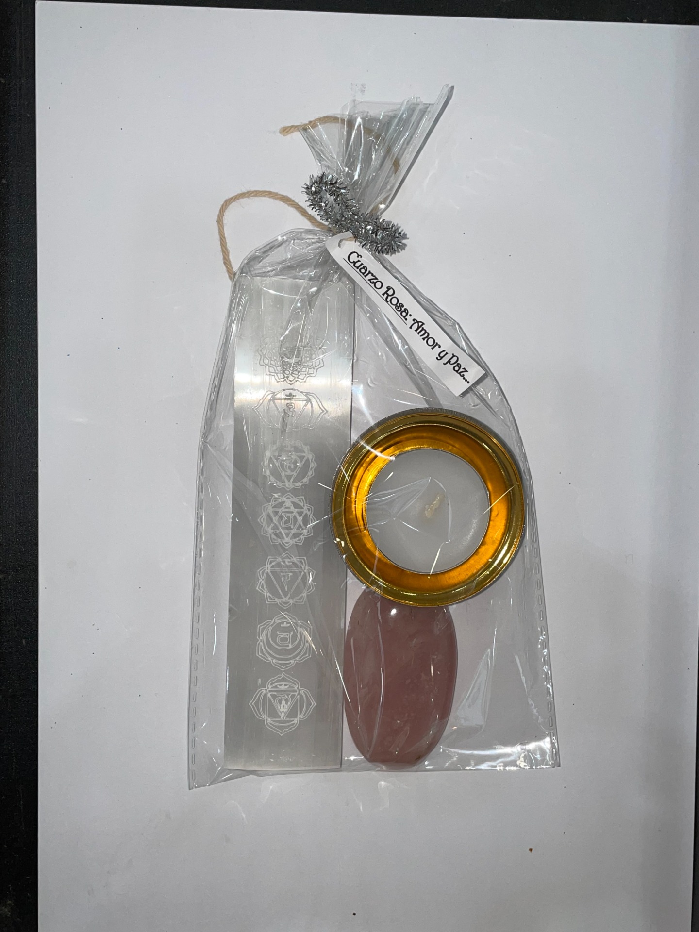 Déco Sélénite Quartz Rose Bougeoir