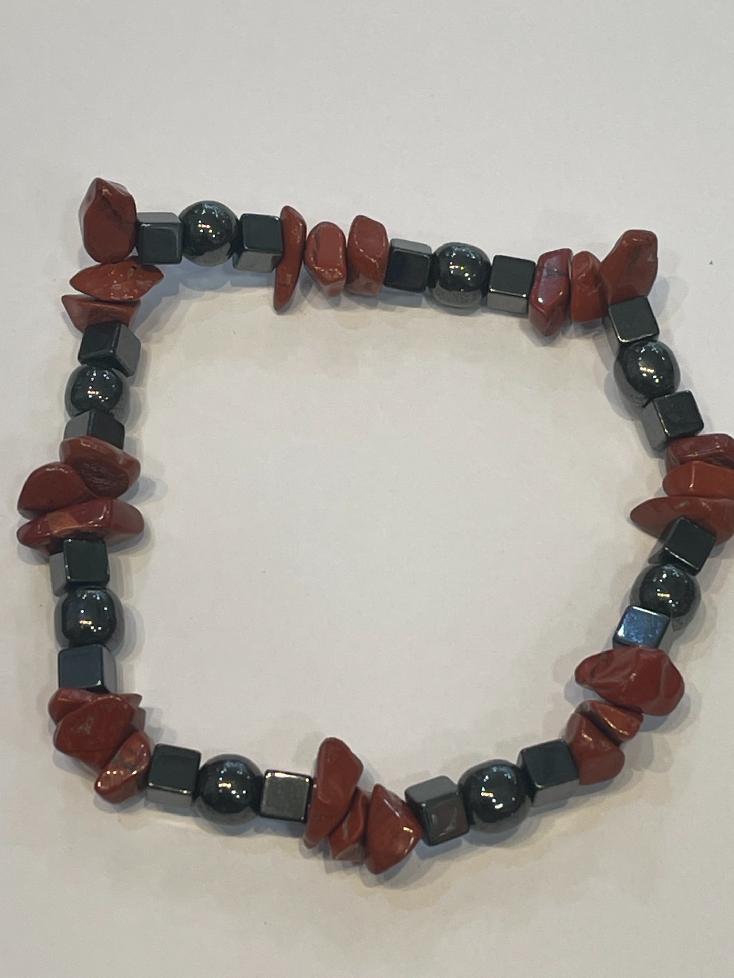 Bracelet Jaspe Rouge Baroque Hématite